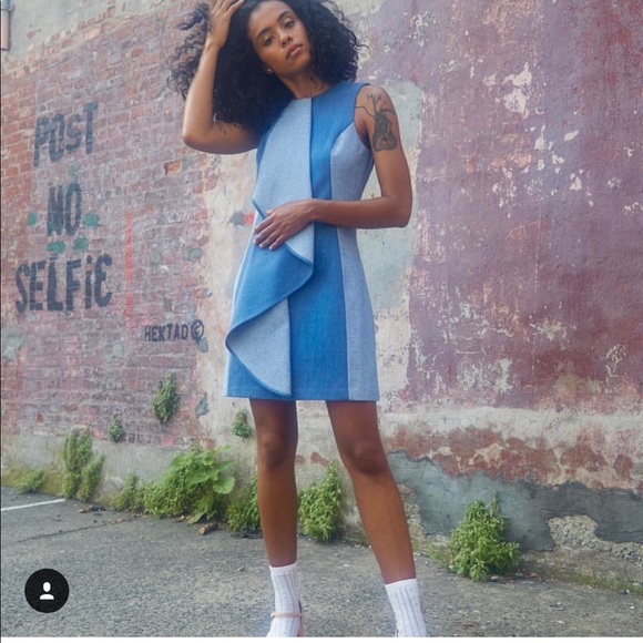 SOLD ÖHLIN/D New York Denim Draped Dress NWT 4 - Picture 2 of 8